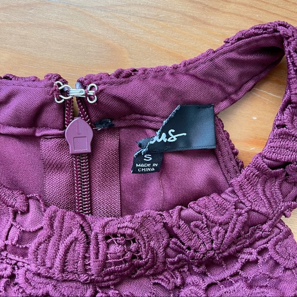 LULU’S Love Poem Burgundy Crochet Lace Mini Dress - Picture 11 of 14